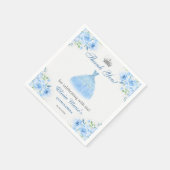 Quinceanera zilveren blauwe bloemjurk servet (Hoek)