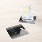 Quinceanera zilveren faux glitter kartonnen onderzetters (Insitu)