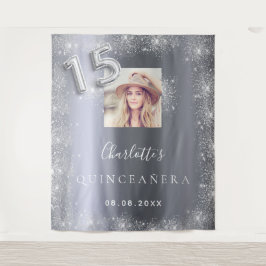 Quinceanera zilveren foto glitters welkom wandkleed