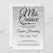 Quinceañera zilveren glitter 15e verjaardag kaart (Voorkant)