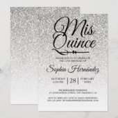 Quinceañera zilveren glitter 15e verjaardag kaart (Voorkant / Achterkant)