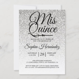 Quinceañera zilveren glitter 15e verjaardag kaart