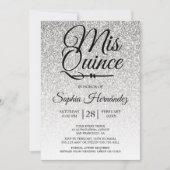 Quinceañera zilveren glitter 15e verjaardag kaart (Voorkant)