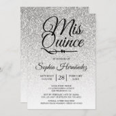 Quinceañera zilveren glitter 15e verjaardag kaart (Voorkant / Achterkant)