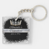 Quinceanera Zilveren Glitter Diamanten Prinsessen  Sleutelhanger (Achterkant)