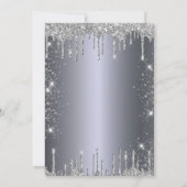 Quinceanera zilveren glitter druppels kaart (Achterkant)