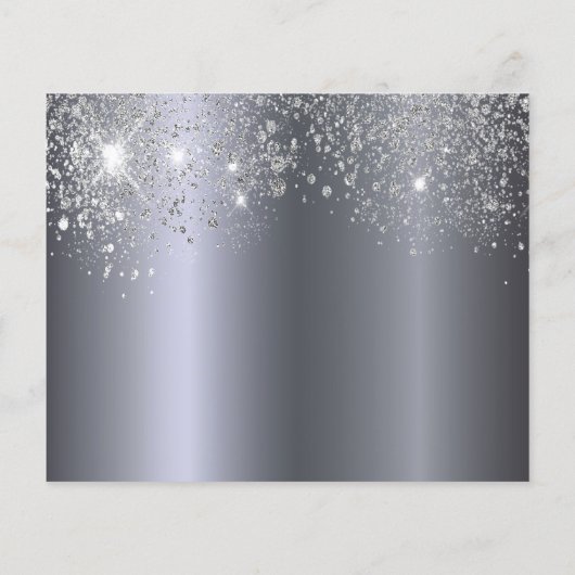 Quinceanera zilveren glitter save the date (Achterkant)