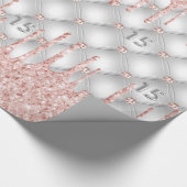 Quinceanera zilveren glittersparels roze goud roze cadeaupapier (Hoek)