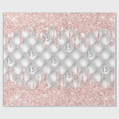 Quinceanera zilveren glittersparels roze goud roze cadeaupapier (Vlak)