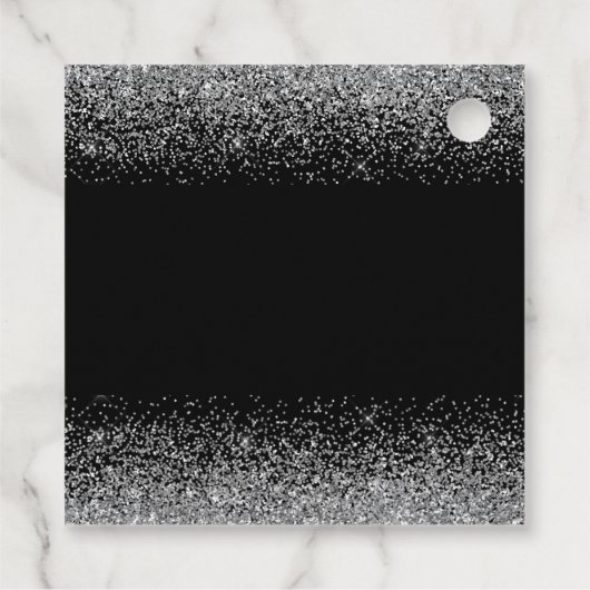 Quinceanera zilveren jurk faux glitter bedankjes labels (Achterkant)