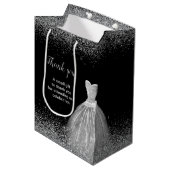 Quinceanera zilveren jurk faux glitter medium cadeauzakje (Voorkant Gekanteld)