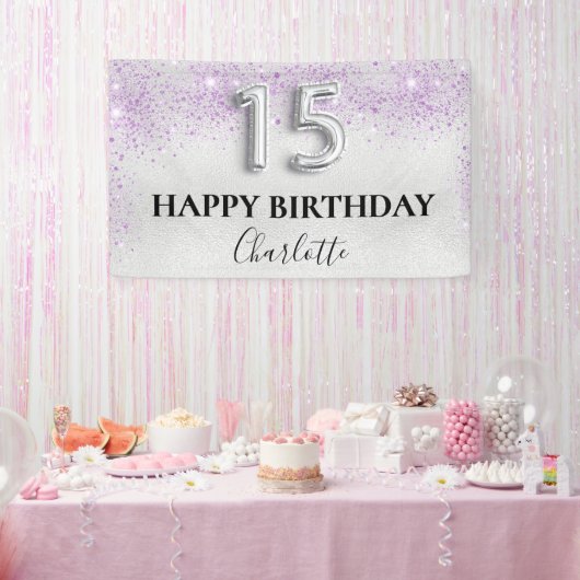 Quinceanera zilveren lavendel spandoek (Feest)