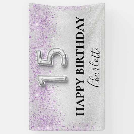 Quinceanera zilveren lavendel spandoek (Verticaal)