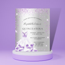 Quinceanera zilveren paarse jurk glitter