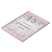 Quinceanera zilveren roze glitter-gastenboek notitieboek (Linkerzijde)