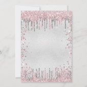 Quinceanera zilveren roze glitter kaart (Achterkant)
