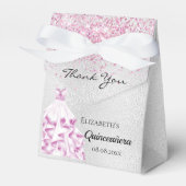 Quinceanera zilveren roze jurk dank u bedankdoosjes (Voorkant Zijde)