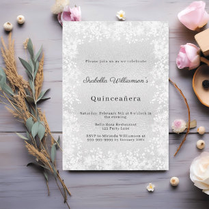 Quinceanera zilveren sneeuwvlokken elegante feest kaart