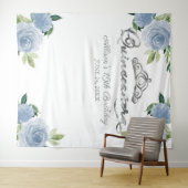 Quinceanera zilverfolie tiara blauwe bloemen achte wandkleed (In Situ (horizontaal))