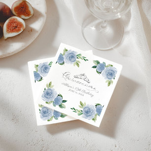 Quinceanera zilverfolie Tiara Lichtblauw Bloemen Servet