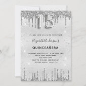 Quinceanera zilverglitterelegant kaart (Voorkant)