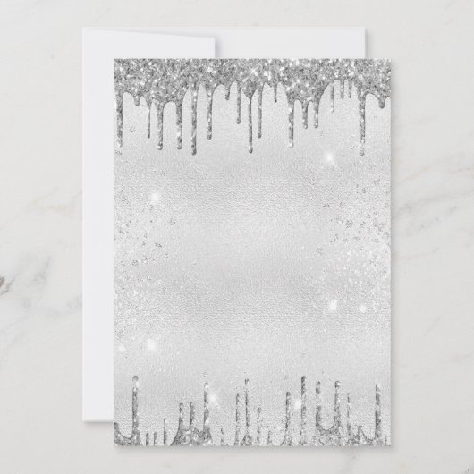 Quinceanera zilverglitterelegant kaart (Achterkant)