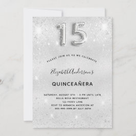 Quinceanera zilverglitterelegant kaart