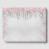 Quinceanera zilverroze glitter metal name script gastenboek (Achterkant)