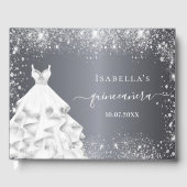 Quinceanera zilverwitte jurk ter nagedachtenis gastenboek (Voorkant)