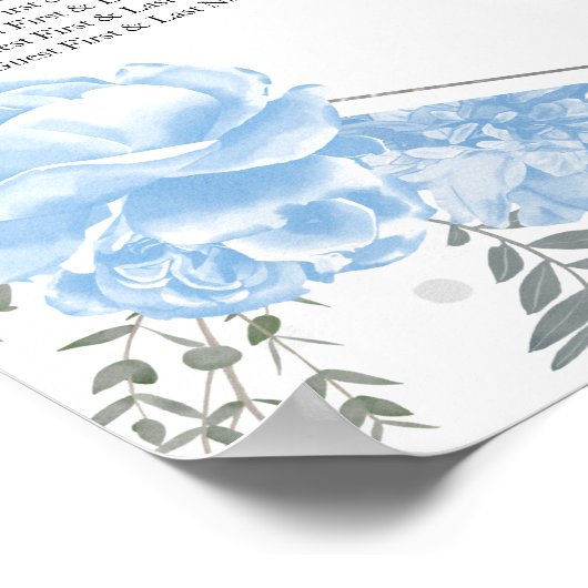 Quinceanera Zitplaatskaart Teken Blauwe Vlinders Poster (Hoek)