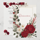 Quinceanera, zoete zestien rode rozen kaart (Voorkant / Achterkant)