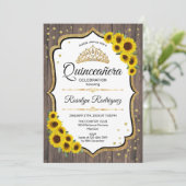 Quinceanera - Zonnebloemen Rustisch Hood White Kaart (Staand voorkant)