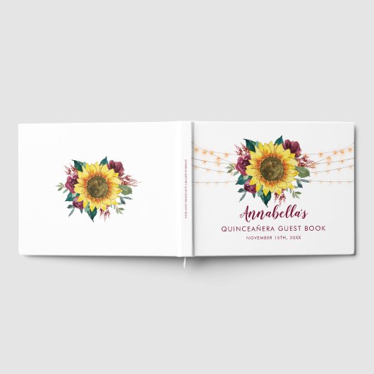 Quinceanera Zonnebloemlichten Bloemen Verjaardag Gastenboek (Volledig)