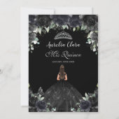 Quinceañera Zwart Bloemen Meisje Jurk Zilver Kaart (Achterkant)