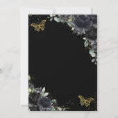 Quinceañera Zwart Bloemen Rozen Vlinders Goud Kaart (Achterkant)