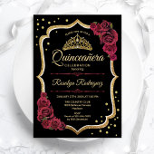 Quinceanera - Zwart Bourgondisch goud Kaart