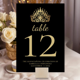 Quinceañera Zwart en Goud Prinses Tiara Kroon Kaart