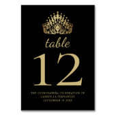 Quinceañera Zwart en Goud Prinses Tiara Kroon Kaart (Voorkant)