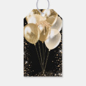 Quinceanera zwart goud glitters balon bedankt cadeaulabel (Achterkant)