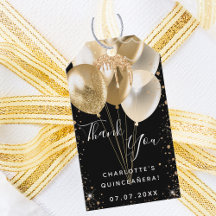 Quinceanera zwart goud glitters balon bedankt