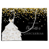 Quinceanera zwart goud jurk naam groot cadeauzakje (Voorkant)