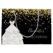 Quinceanera zwart goud jurk naam groot cadeauzakje (Achterkant)