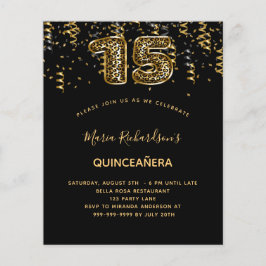 Quinceanera zwart goud luipaard print
