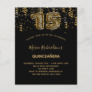 Quinceanera zwart goud luipaard print
