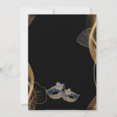 Quinceañera Zwart Goud Masquerade Verjaardagsfeest Kaart (Achterkant)