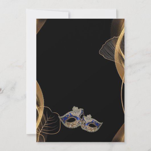 Quinceañera Zwart Goud Masquerade Verjaardagsfeest Kaart (Achterkant)