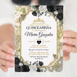 Quinceañera Zwart & Gouden Kroon Mexicaanse Vlinde Kaart<br><div class="desc">Quinceañera Zwart & Gouden Kroon Mexicaanse Vlinder Uitnodiging Mis Quince 15 Anos,  16e Verjaardag, </div>