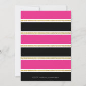 Quinceanera Zwart Hot Pink Gold Glitter Confetti Kaart (Achterkant)