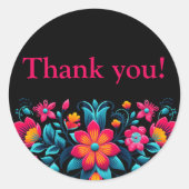 Quinceanera Zwart Mexicaanse Fiesta Dank u Ronde Sticker (Voorkant)