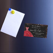 Quinceanera zwart rode jurk save the date magneet